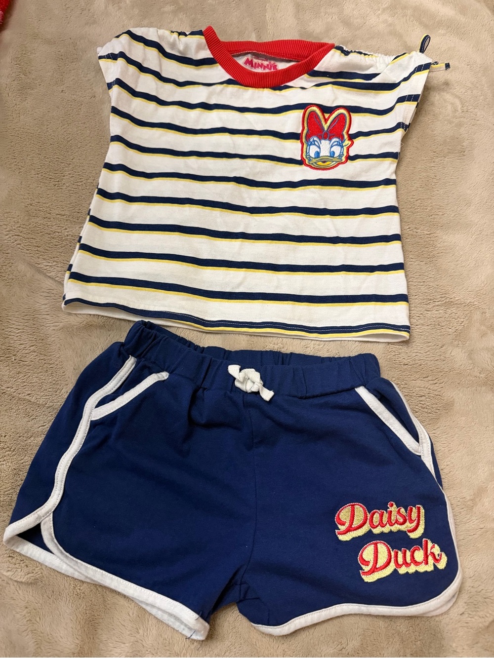 Disney White, Navy & Red Daisy Duck Striped Matching Set